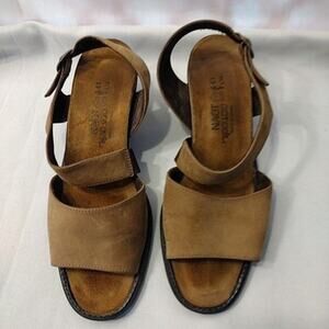 Naot Sandals Womens Size 10 Brown Nubuck Slingback Block Heel Comfort Shoes